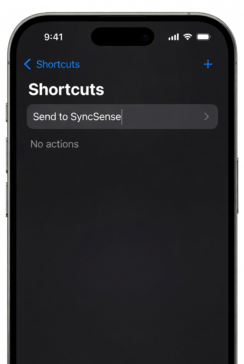 iPhone screenshot: creating a new shortcut